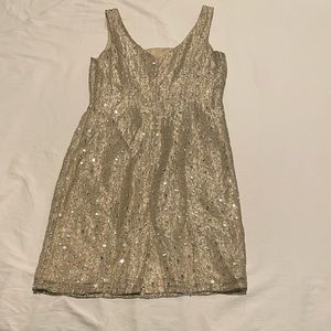 VINTAGE dress 1963. Gorg gold w mirror beading. Simple silhouette.